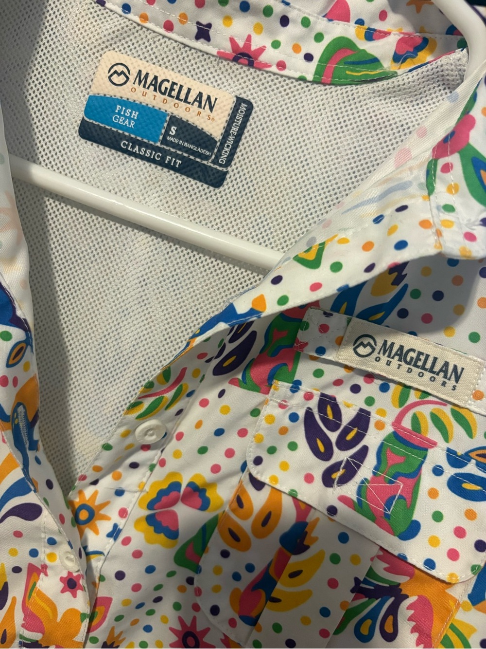 Magellan Outdoors White Multicolor Print Short Sleeve Shirt Dress - Picture 3 of 8